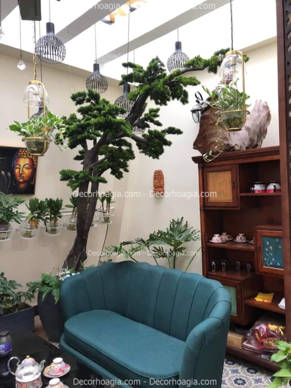 cây tùng giả trang trí phòng khách