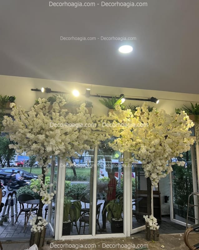 Hoa anh đào giả bông trắng